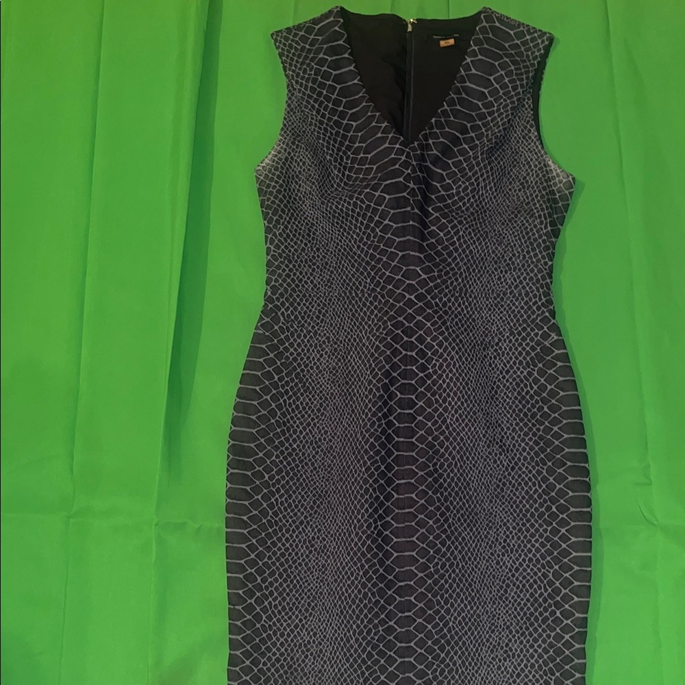 Tommy Hilfiger Black and Gray Patterned Midi Dress